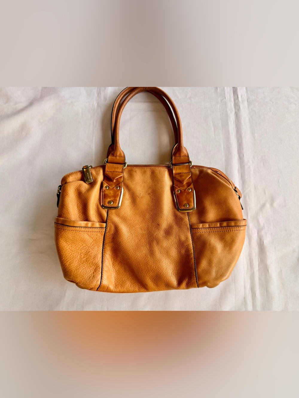 B. Makowsky Soft Leather Satchel Purse in English Tan